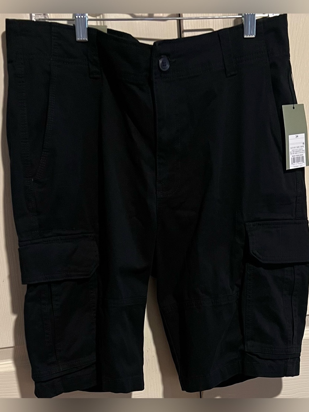 Goodfellow Men’s Black Lightweight Cargo Shorts Extra Stretch 11” Inseam NWT 34